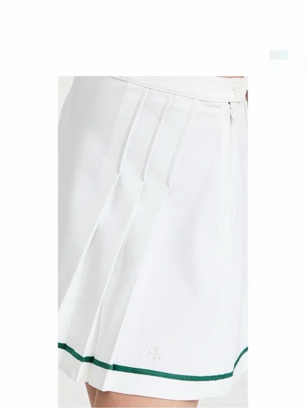 Tory Burch White Pleated Court Skirt